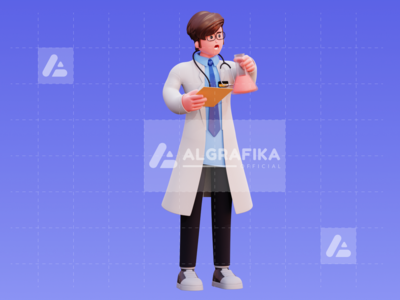 3d 字符男医生插图(3D Character Male Doctor Illustration)