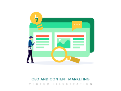 首席执行官和内容营销矢量图(Ceo and content marketing vector illustration)