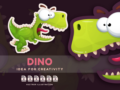 疯狂的恐龙 - 可爱的贴纸(Crazy Dinosaur - Cute Sticker)