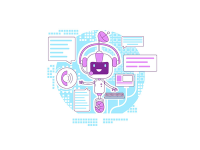 聊天机器人应用程序细线概念矢量图(Chatbot app thin line concept vector illustration)