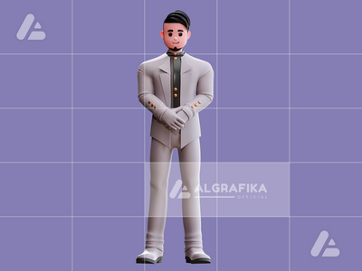3d 婚礼新郎人物插图(3d wedding groom character illustration)