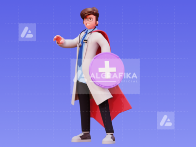 3d 字符男医生插图(3D Character Male Doctor Illustration)