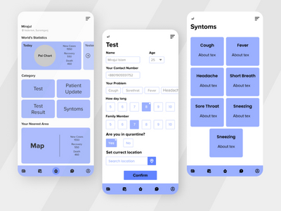 Covid 移动应用程序线框(Covid Mobile App Wireframe)