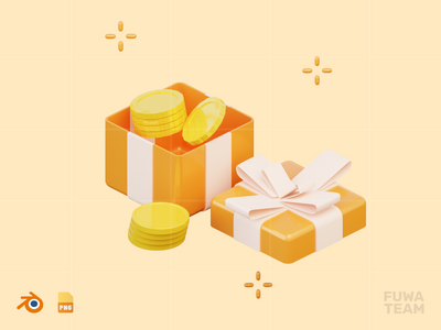 硬币礼物 - 3D 销售和营销插图包(Coin Gift - 3D Sale & Marketing Illustration Pack)