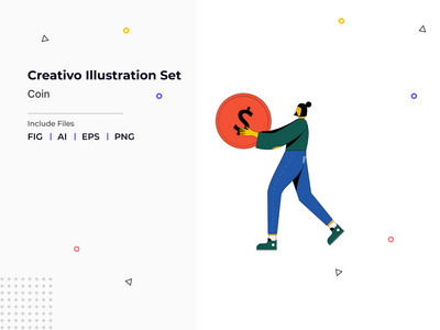 Creativ 插图集-硬币(Creativo Illustration Set - Coin)