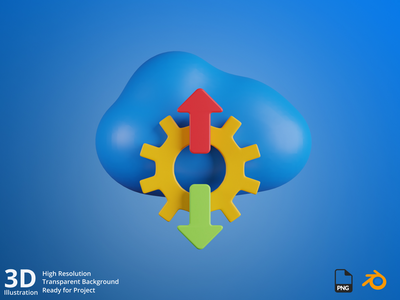 云配置-网页设计 3D 插图(Cloud Configuration - Web Design 3D Illustration)