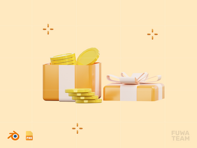 硬币礼物 - 3D 销售和营销插图包（正面）(Coin Gift - 3D Sale & Marketing Illustration Pack (front))