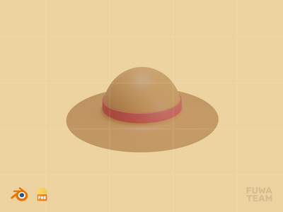 沙滩帽 - 3D 旅行和假日插画包（正面）(Beach Hat - 3D Travel & Holiday Illustration Pack (front))