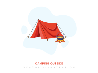 露营外平面设计理念(Camping Outside flat design concept)