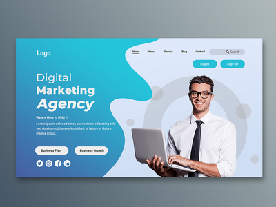 企业网站登陆页面创意横幅模板(Corporate website landing page creative banner template)