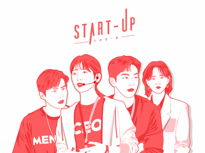 创业韩国演员插画(StartUp korean actor illustration)