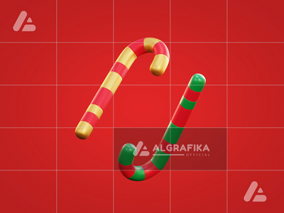 3d 圣诞糖果手杖(3d christmas candy cane)