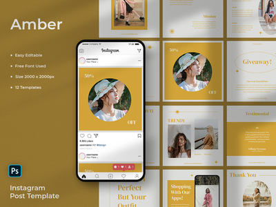 Amber - 时尚社交媒体帖子模板(Amber - Fashion Social Media Post Template)