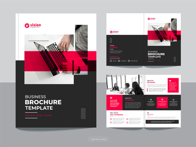 以 A4 格式清洁企业双折业务宣传册设计模板。(Clean corporate bi fold business brochure design template in A4 format.)