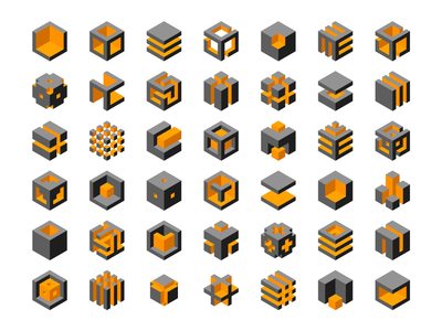 3D 立方体标志集(3D Cube logo set)