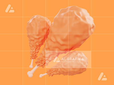 3d 插图炸鸡对象(3d illustration fried chicken object)