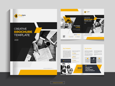 以 A4 格式清洁企业双折业务宣传册设计模板。(Clean corporate bi fold business brochure design template in A4 format.)
