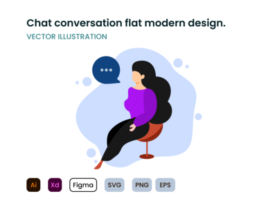 聊天对话平面现代设计。(Chat conversation flat modern design.)