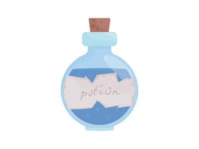 蓝色药水瓶半平面彩色矢量项目(Blue potion bottle semi flat color vector item)