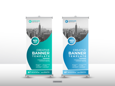 企业卷起横幅或传单社交媒体帖子模板(Corporate roll up banner or flyer social media post template)