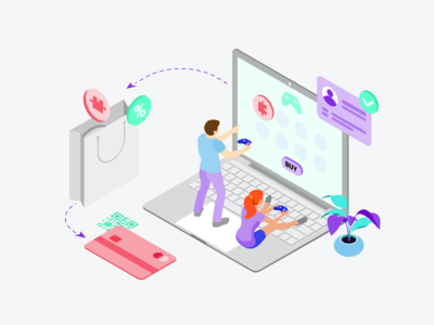 通过数字钱包等距插图购买游戏(Buy Game by Digital Wallet Isometric Illustration)