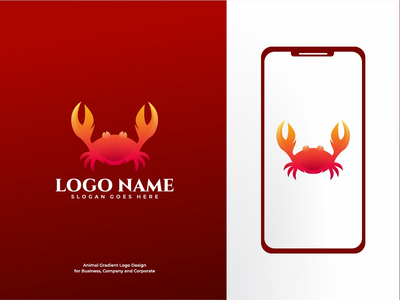 蟹渐变标志创辉设计模板(Crab Gradient Logo Colorfull Design Template)