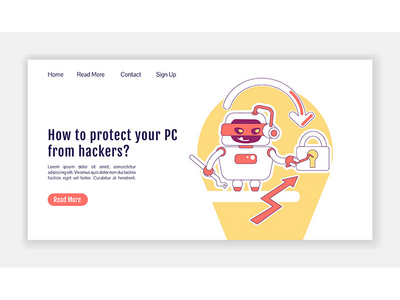 坏 bot 登陆页面平面轮廓矢量模板(Bad bot landing page flat silhouette vector template)