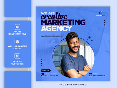 创意营销机构清洁社交媒体帖子模板(Creative marketing agency clean social media post template)