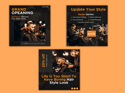 理发店和男士客厅 instagram 旋转木马幻灯片(Barber shop and gents parlour instagram carousel slide post)
