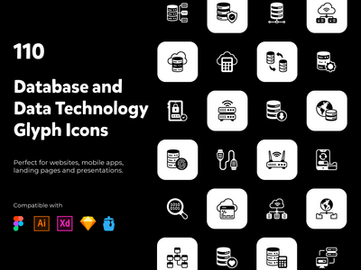 110 个数据库和技术图标(110 Database and Technology Icons)