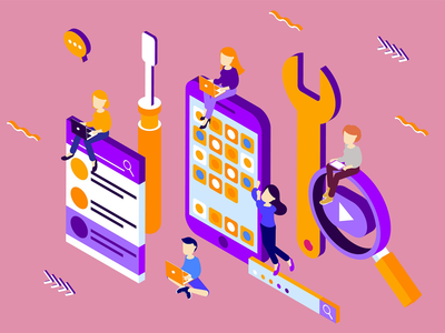 应用程序开发等距图(Apps Development Isometric Illustration)