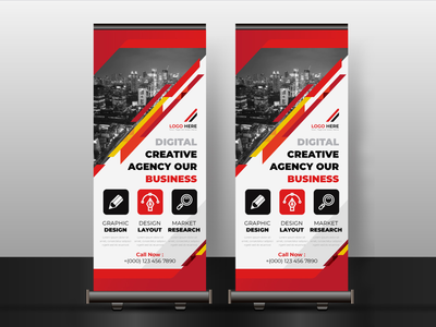 企业易拉宝模板|向量(Corporate Roll Up Banner Template | Vector)