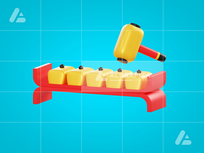 3d 插图加美兰传统乐器对象(3d illustration gamelan traditional instrument object)