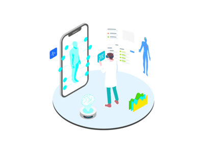 ARVR 健康等距图(ARVR Health Isometric Illustration)