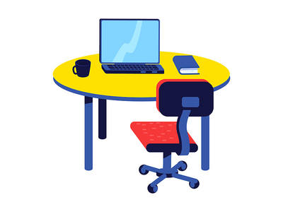 在家里创建工作区半平面颜色矢量对象(Creating workspace at home semi flat color vector object)