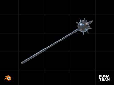 3D 游戏设备在黑暗插图包中发光 - 晨星武器(3D Game equipment glow in the dark illustration pack - Morningstar Weapon)