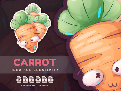 卡通人物胡萝卜-贴纸(Cartoon Character Carrot - Sticker)