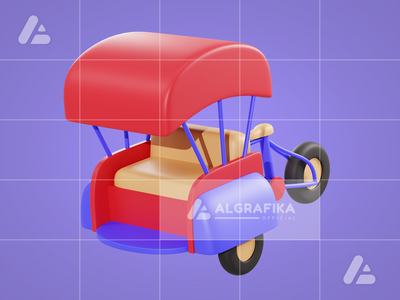 3d 插图 becak 车辆对象(3d illustration becak vehicle object)
