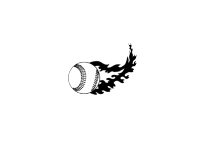 棒球或垒球球着火与烈焰模具(Baseball or Softball Ball on Fire with Fiery Flames Stencil)