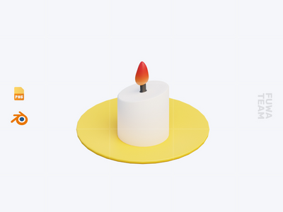 燃烧的蜡烛 - 3D 万圣节图标包(Burning Candle - 3D Halloween Icon Pack)