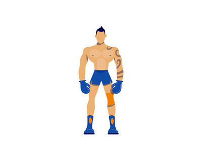 拳击手平面颜色矢量不露面字符(Boxer flat color vector faceless character)