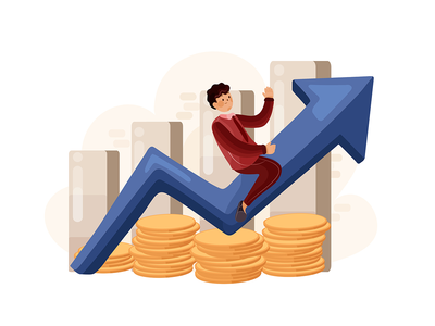 骑在利润箭头上的商人(Businessman riding on profit arrow)