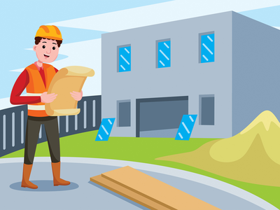 建筑工程师职业矢量图(Construction Engineer Profession Vector Illustration)