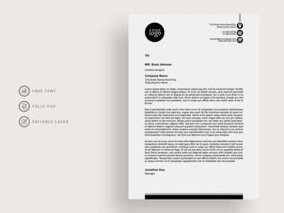 带有免费字体的黑色商务信头(Black Business Letterhead With Free Font)