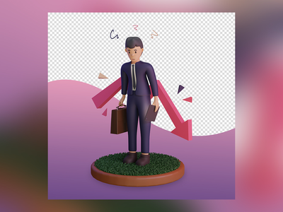 3d 渲染金融危机图表插图(3d render financial crisis infographics illustration)