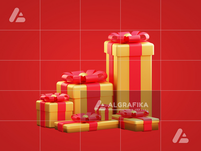 3d 圣诞金色礼盒(3d christmas golden giftbox)