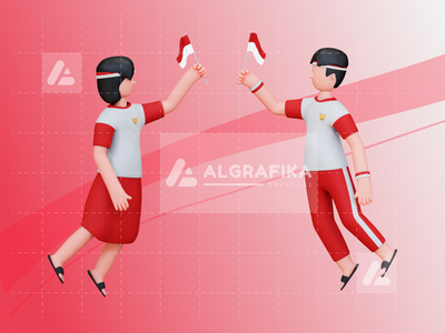 印度尼西亚的 3D 角色独立日(3D Character Independence Day Of Indonesia)
