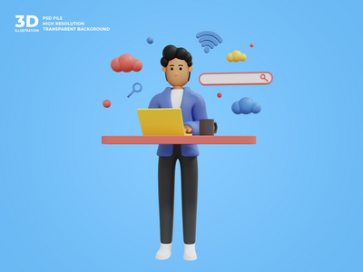 3d 业务人字符图(3d business man character illustration)