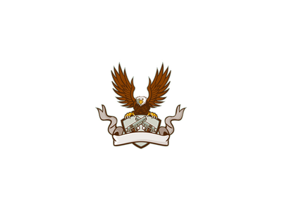 白头鹰越过 45 口径手枪盾复古(Bald Eagle Crossed 45 Caliber Pistols Shield Retro)