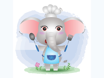 一个可爱的小象厨师(a cute little elephant chef)